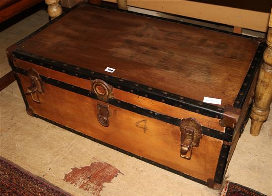 Flat topped wooden trunk